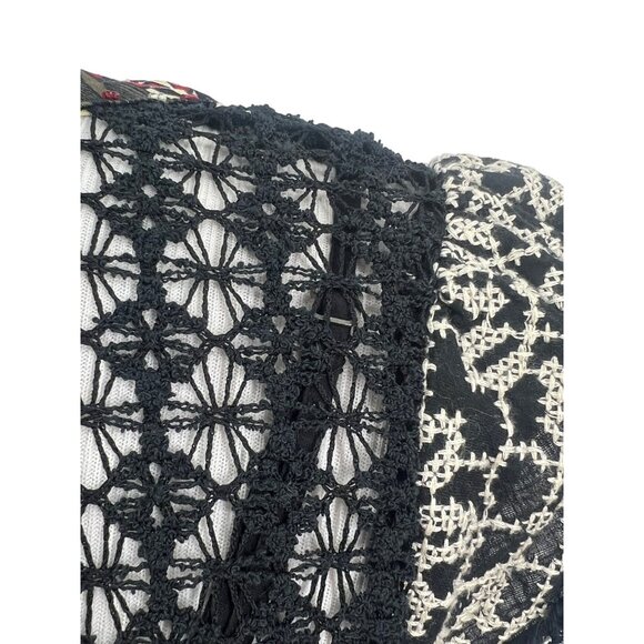 Vintage Free People Black Crochet Drop Waist Boho Whimsygoth Mini Dress 90s Y2K - Picture 10 of 16